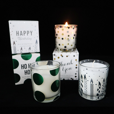 Candele profumate naturali di Tealight della soia in albicocca stampata della noce di cocco della tazza del vetro trasparente