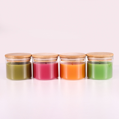 La luce naturale dell'aroma di aromaterapia della cera paraffinica esamina in controluce 220G con il coperchio di bambù