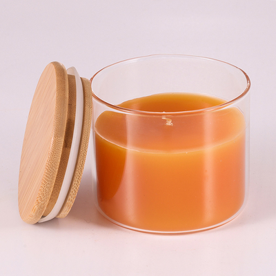 La luce naturale dell'aroma di aromaterapia della cera paraffinica esamina in controluce 220G con il coperchio di bambù