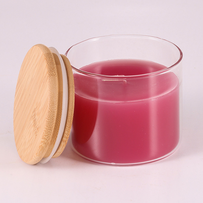 La luce naturale dell'aroma di aromaterapia della cera paraffinica esamina in controluce 220G con il coperchio di bambù