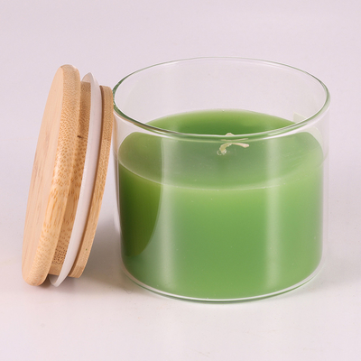 La luce naturale dell'aroma di aromaterapia della cera paraffinica esamina in controluce 220G con il coperchio di bambù