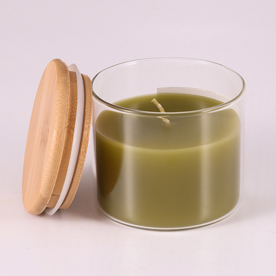 La luce naturale dell'aroma di aromaterapia della cera paraffinica esamina in controluce 220G con il coperchio di bambù
