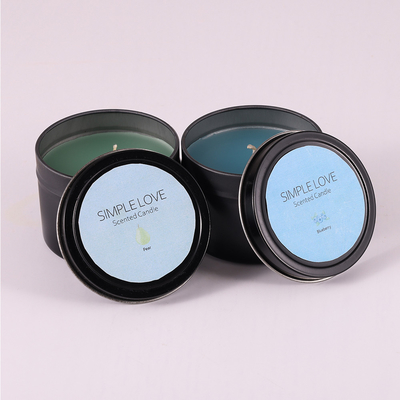 L'OEM 2 Oz ha riciclato Matte Black Tin Can Candle per la camera da letto