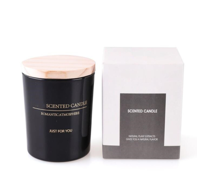 Candela bianca 5Oz della casa dell'aroma della soia di aromaterapia del nero EN15493 con il coperchio di legno